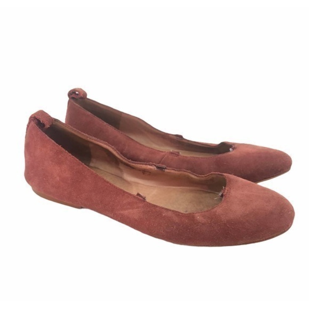 Madewell suede flip on flat round toe shoes FLAWS
